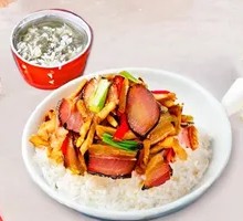 Bamboo Shoots Stir-Fried with Pork over Rice
