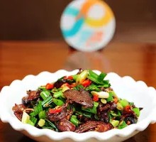 Cured Beef with Garlic Greens