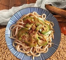 Zucchini Stir-Fry with Pork over Noodles