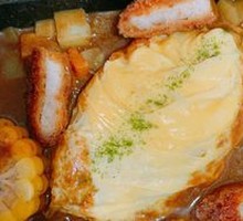 Pork Cutlet Curry Omelette Rice