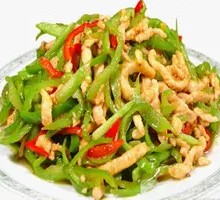 Stir-fried pork and green pepper strips