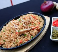 Squid Stir-Fried Rice on Iron Plate