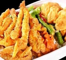 Chicken Strip and Chicken Cube Rice Plate