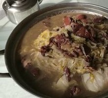 Boiled Pork with Blood Sausage and Pickled Cabbage