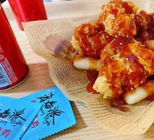 Korean Fried Chicken with Cheese Rice Cakes