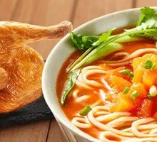 Crispy Chicken Tomato Noodle Soup