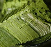 Matcha Strawberry Layer Cake with Corner Cut