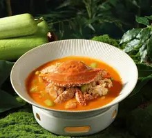 Tomato Braised Intestines with Crab Meat