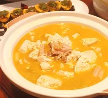 Chicken Soup with Salted Pork and Tofu