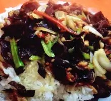 Wood Ear Mushroom Stir-Fry with Pork over Rice