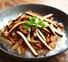 Fried Pork and Tofu Skin Rice Bowl