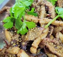 Grilled Chicken Hearts and Squid