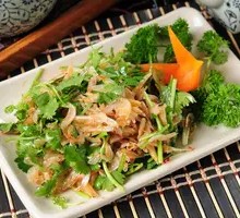 Scallion and Red Shrimp Skin Salad