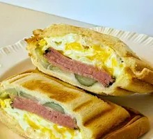 Cheese Pecan Scrambled Egg Hot Press Sandwich