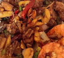 Dry Pot Chicken and Intestines