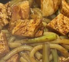 Chicken Fried Rice Noodles with Crispy Flatbread