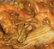 Braised Large Shrimp with Chinese Cabbage