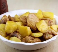 Stewed Chicken with Potatoes Over Rice