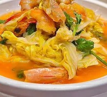 Braised Large Shrimp with Chinese Cabbage