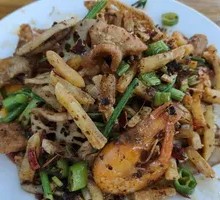 Spicy Sichuan-style Pork Intestines and Shrimp