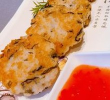 Fresh Purple Seaweed and Shrimp Pancake