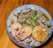 Fresh Meat and Shrimp Stew Pancake