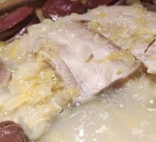 Blood Sausage, Pork Belly Stew with Homemade Pickled Cabbage
