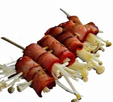 Large Bacon and Enoki Mushrooms