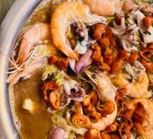 Intestine and Seafood Stew Pancake