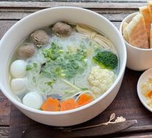Chicken Broth Beef Meatball Noodles