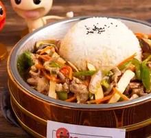 Fried Tofu and Pork Rice Bowl