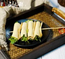 Cilantro-wrapped tofu skin rolls