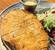 French Fried Pork Cutlet with Arugula Salad