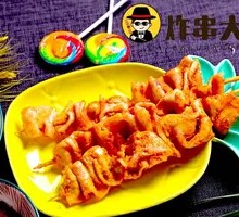 Crispy Fried Chicken Skin Skewers