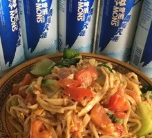 Sausage Egg Fried Noodles