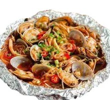 Aluminum Foil Roasted Mussels with Noodles