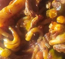 Chicken Noodles with Rice Cake Stir-fry