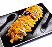 Meat Floss Fruit Waffle