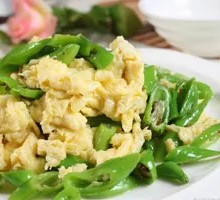 Stir-Fried Green Chili with Free-Range Eggs