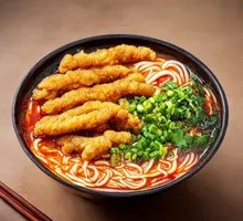 Crispy Pork Noodles with Snail Soup