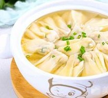 Chicken and Pork Dumplings in Broth