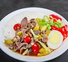 Pickled Pepper Chicken Offal Rice Bowl