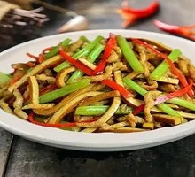Celery and Tofu Skin with Pork Strips