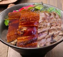 Grilled Eel and Fatty Beef Rice Bowl