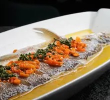 Steamed White Fish with Shrimp Roe