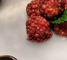 Cod Fish with Plum and Shrimp Balls