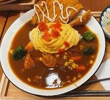 Homemade Pork Cutlet Curry Omelette Rice