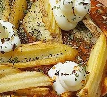 Steak Fries Meat Sauce Pizza