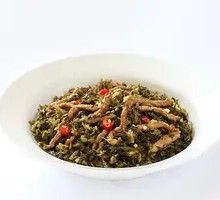 Snow Cabbage Stir-Fried with Tofu Skin and Pork Strips