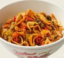 Sour Cabbage and Pork Intestine Rice Bowl